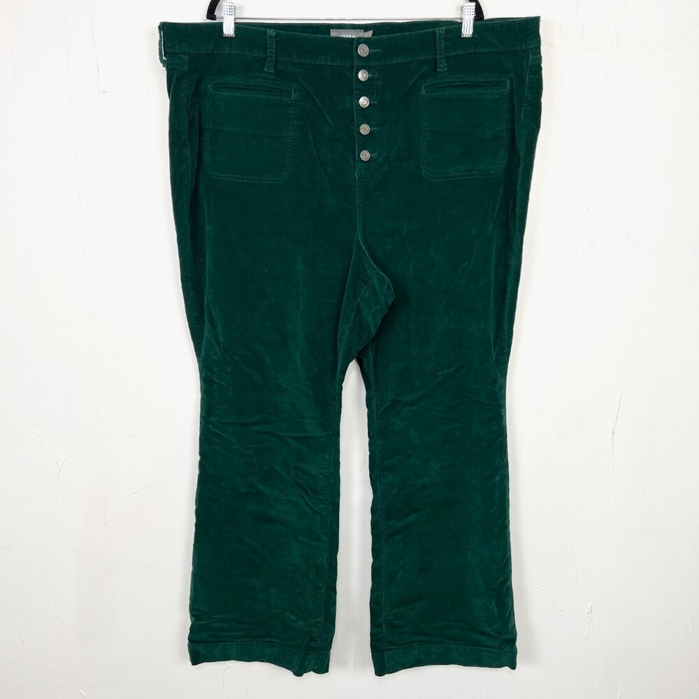 Torrid Dark Green Bootcut Corduroy‎ Pants Exposed Button Fly Plus 26R